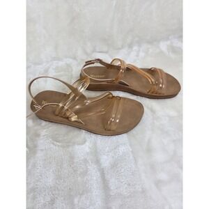 Wanted Women's Cannon Clear‎ Strap Tan Flat Sandals Size 10
